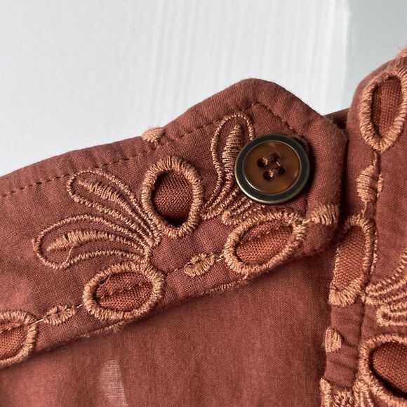 Anthropologie Eva Franco Josie Eyelet Tunic Dress Brown Size XS With Slip‎ Liner - Picture 8 of 13